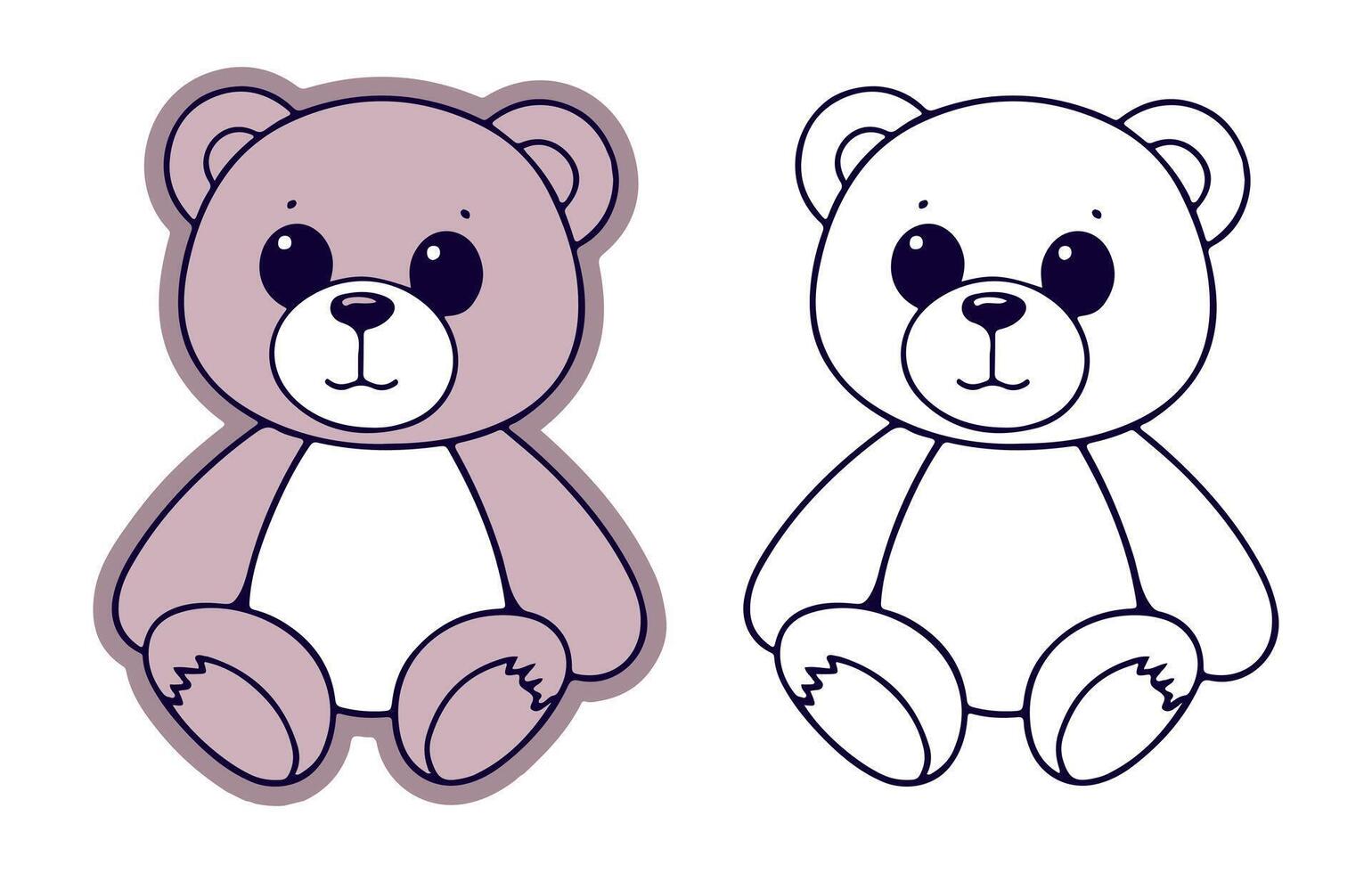 Cute Teddy Bear Silhouettes Collection with Colorful Design vector
