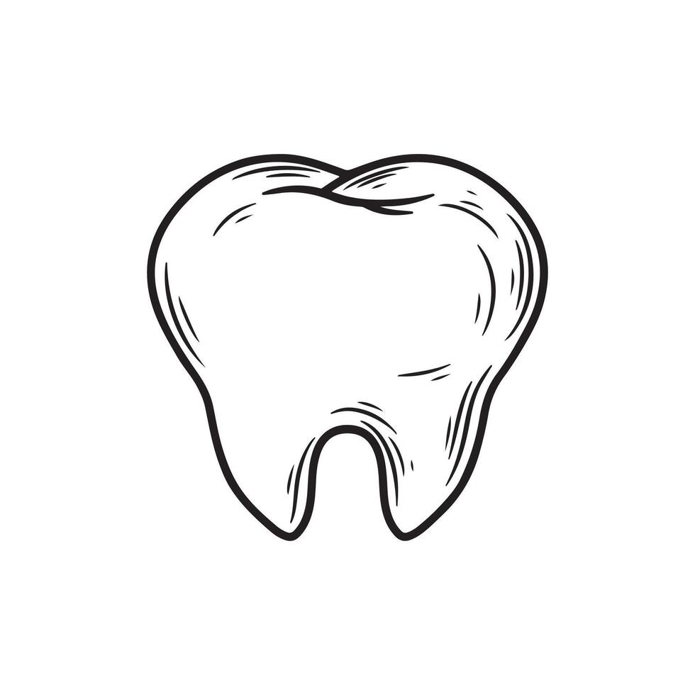 Tooth icon in doodle style isolated on white background. illustration vector