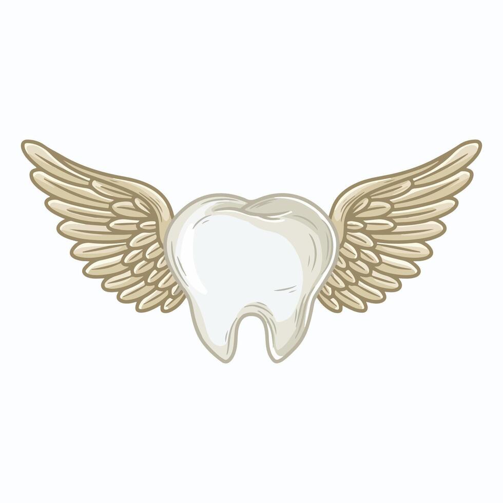 Tooth with wings. illustration of a tooth with wings vector