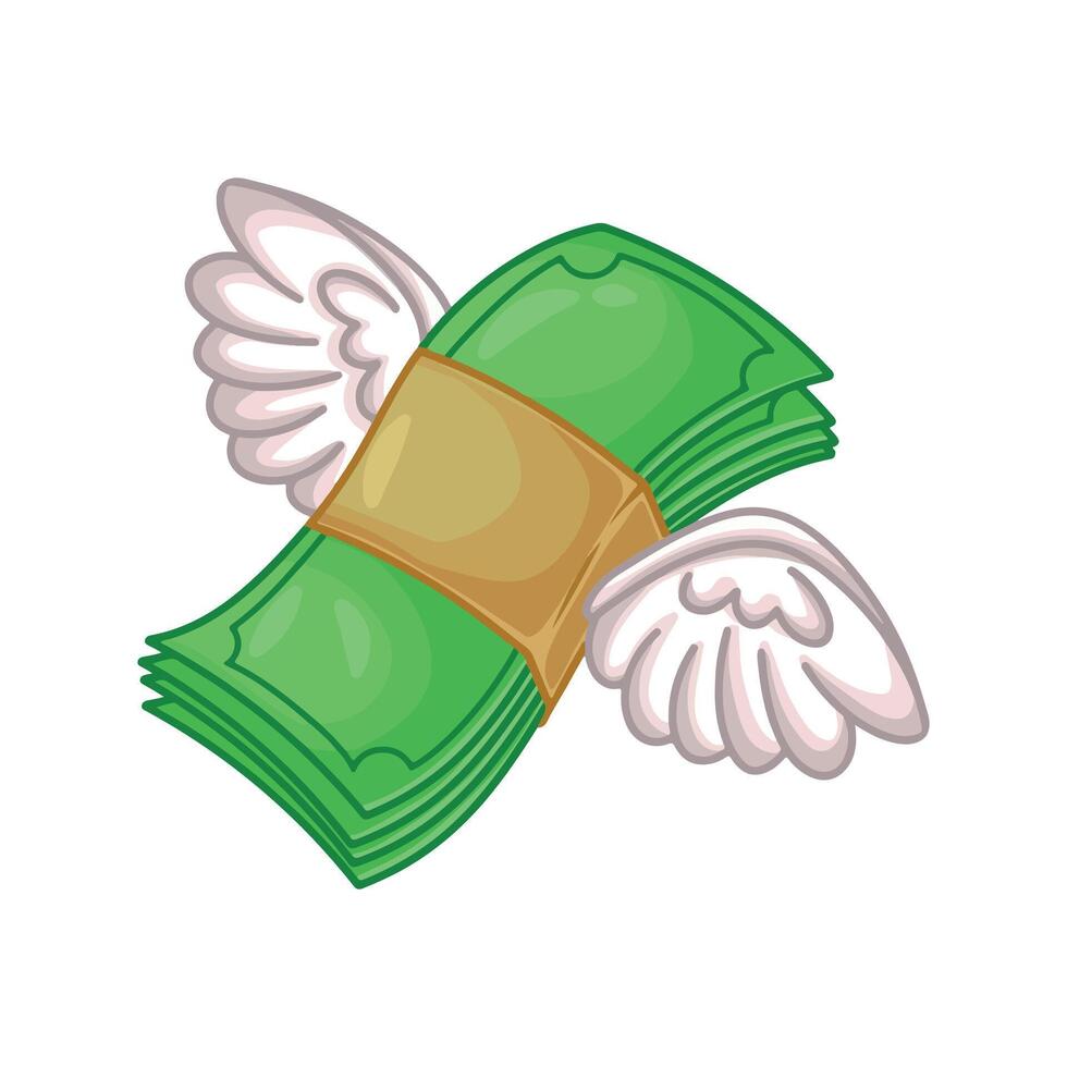 Money with wings icon in cartoon style isolated on white background. Money symbol stock illustration vector