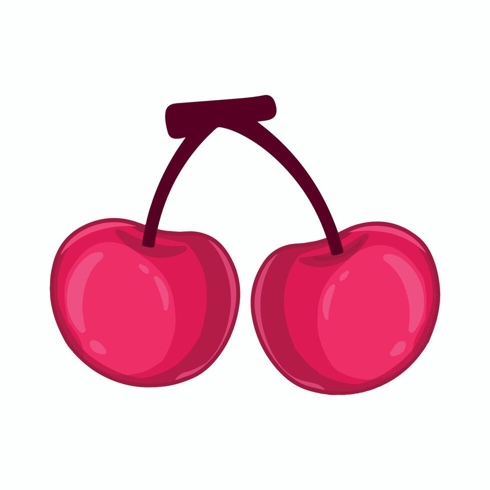 Cherry icon in cartoon style isolated on white background. illustration vector