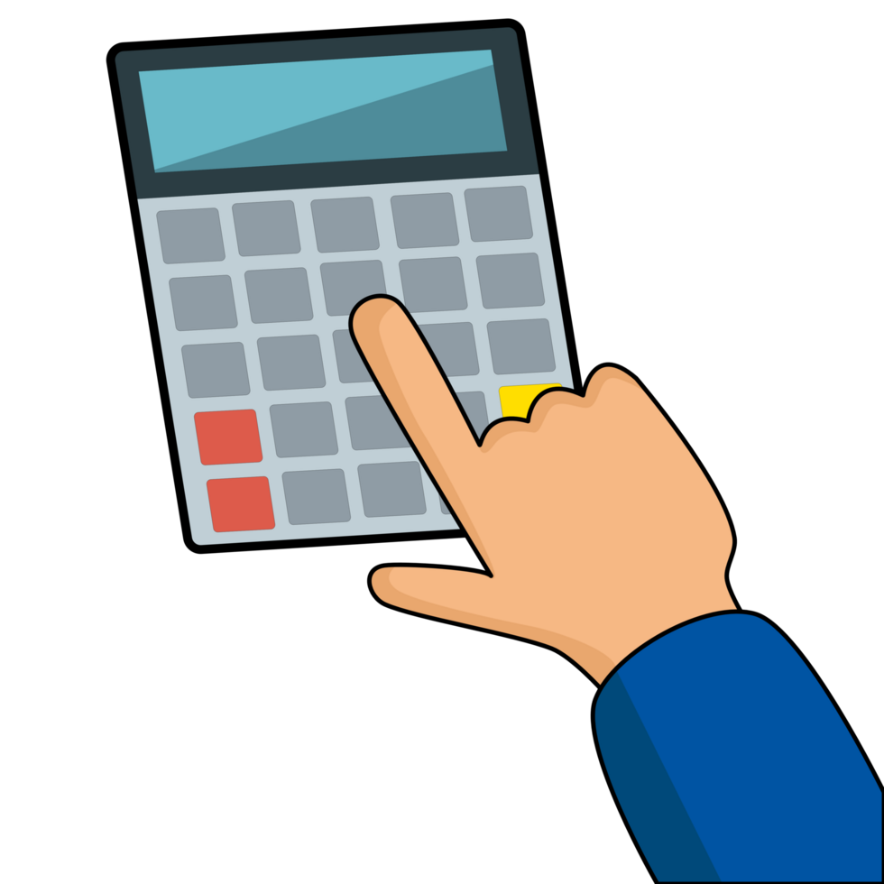 Hand Pressing Calculator Button Graphic. cartoon png