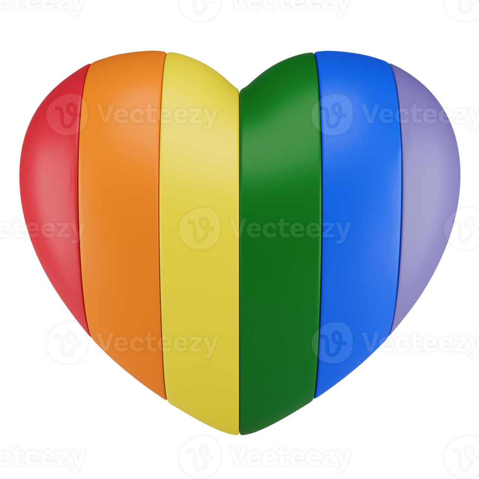 Stylized rainbow heart. LGBT. Isolated on transparent background png