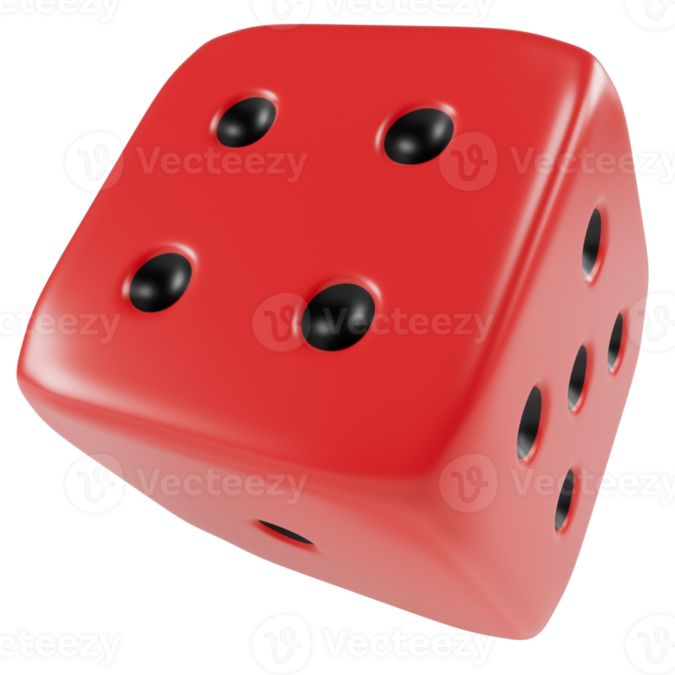 Stylized red dice. Isolated on transparent background png