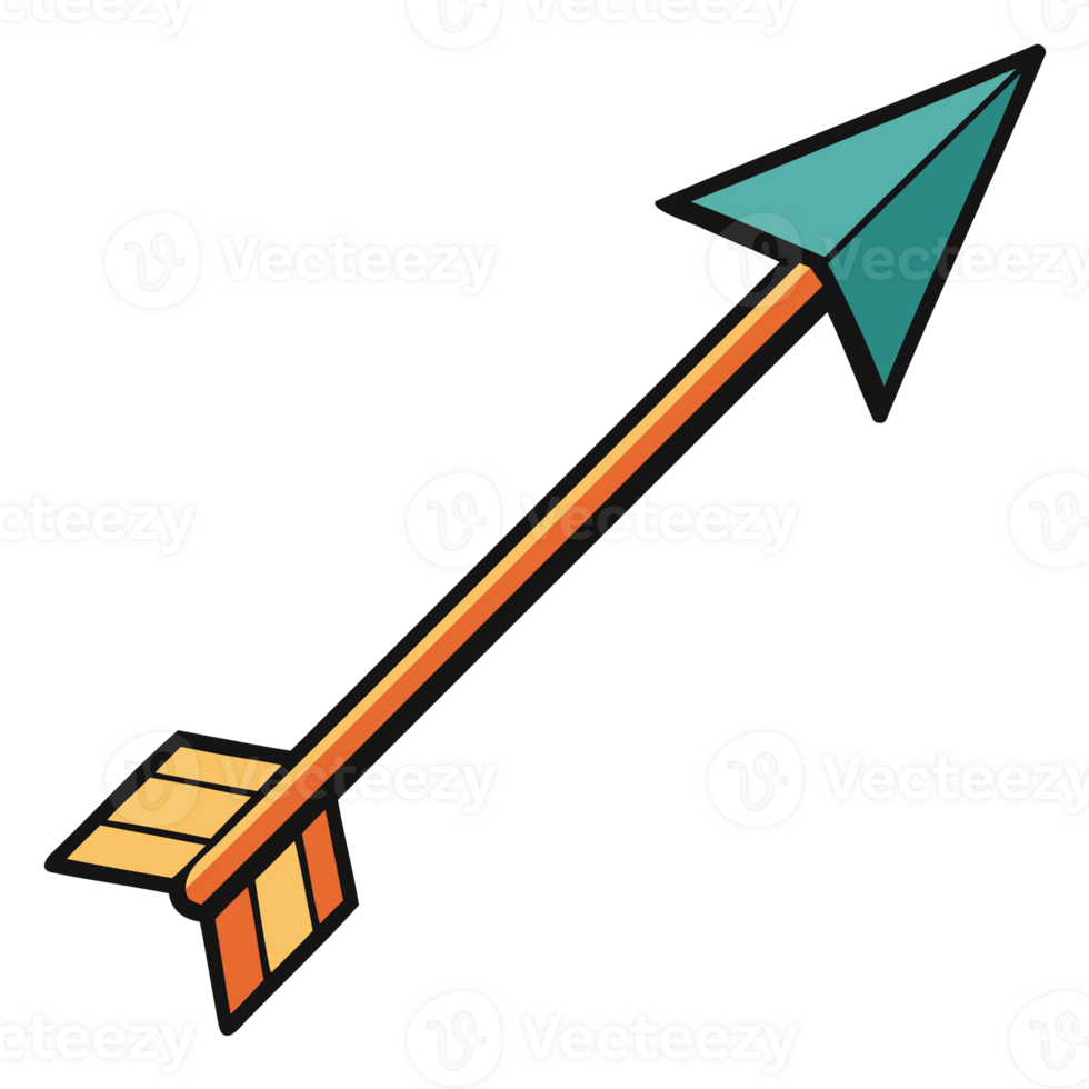 Hand Drawn Cartoon Style Arrow Illustration Bold Sketch Direction Symbol for Target Navigation Growth Success and Achievement in Digital png