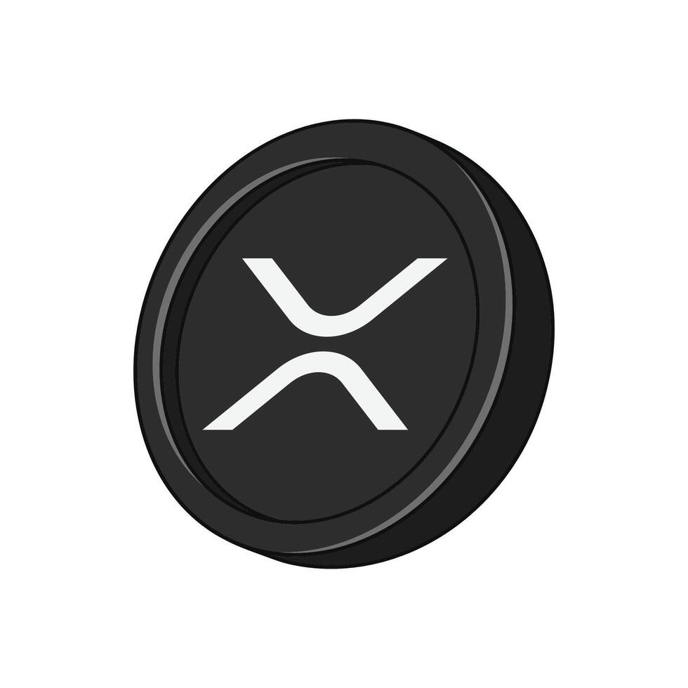 Simple Ripple XRP coin illustration in flat design with black color tones vector