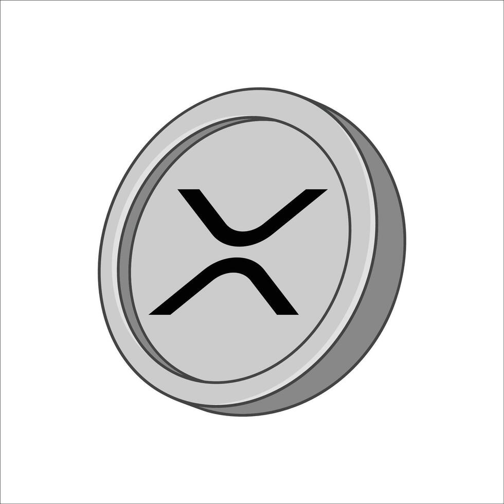 Simple Ripple XRP coin illustration in flat design with color tones vector