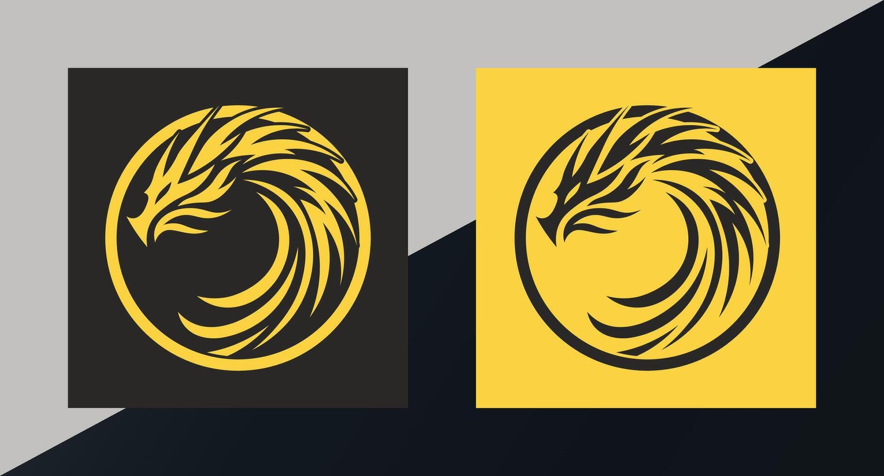 Black and Yellow Dragon Circle Logo vector