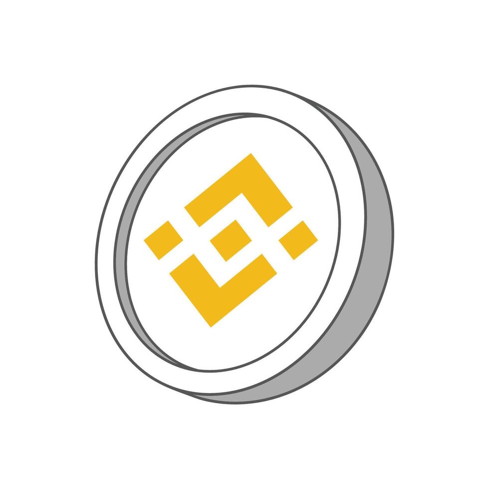 White Binance BNB coin illustration with flat color design vector