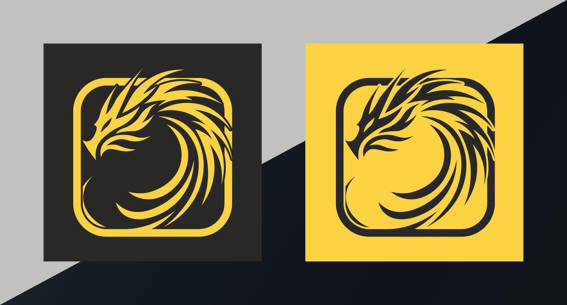 Dragon Logo in Square Frame vector