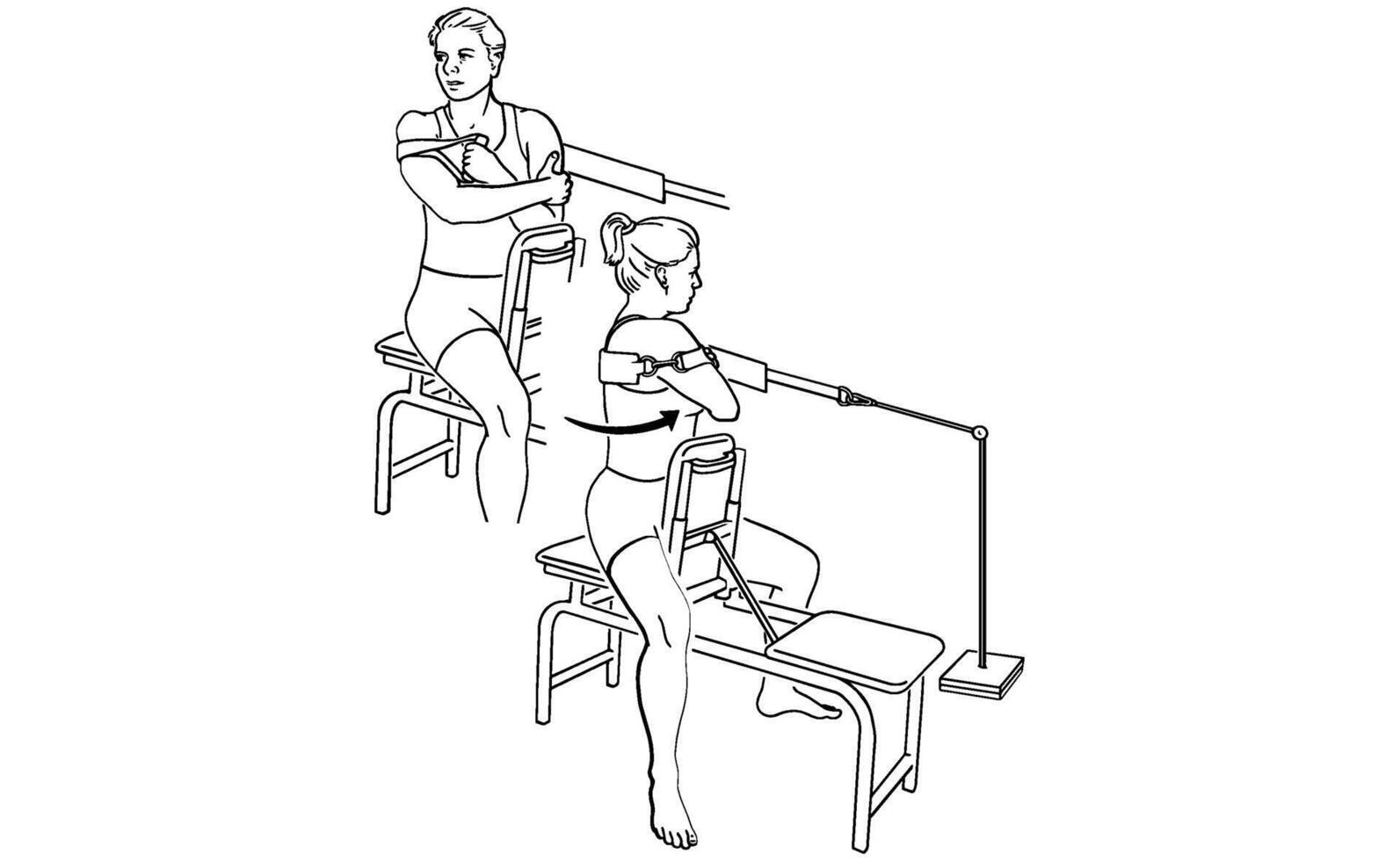 Shoulder Rehabilitation Exercises Resistance Band and Stretching Techniques for Mobility Recovery vector