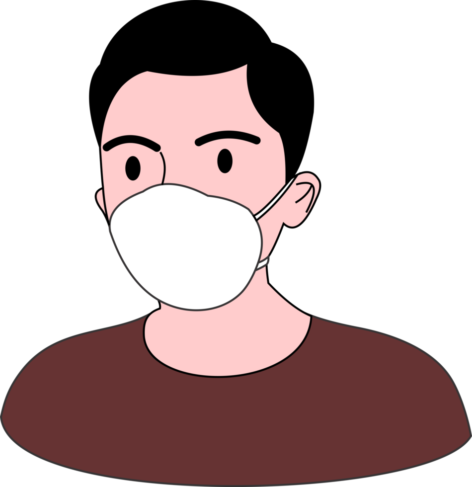 The man wear KN mask png