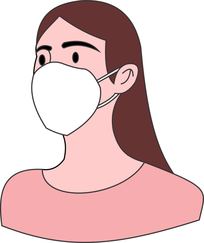 The woman wear KN mask protect from virus png