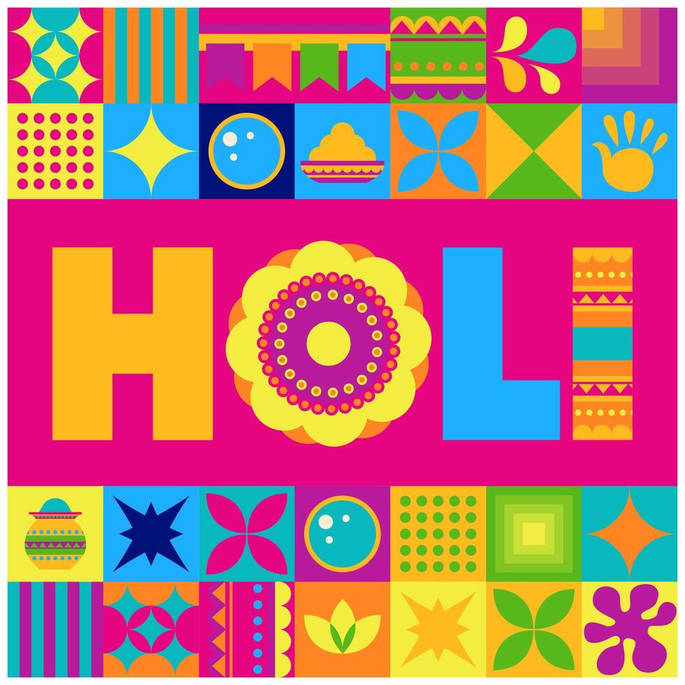 Holi Festival Geometric Composition vector