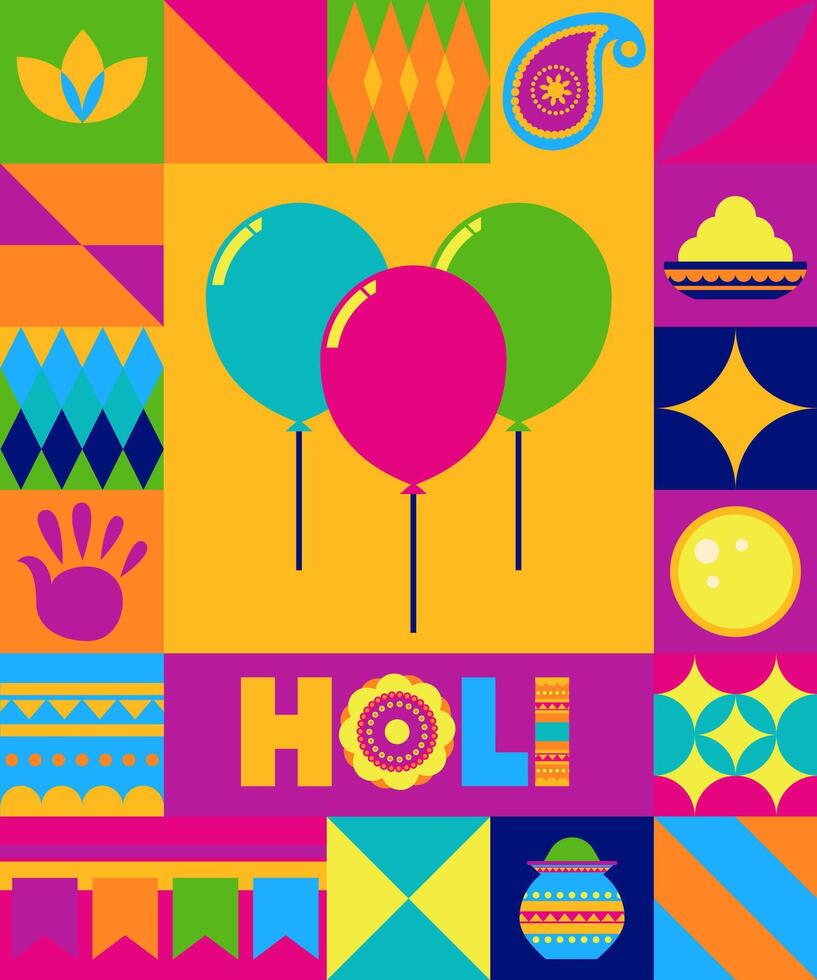 Holi Balloons Festive Illustration vector