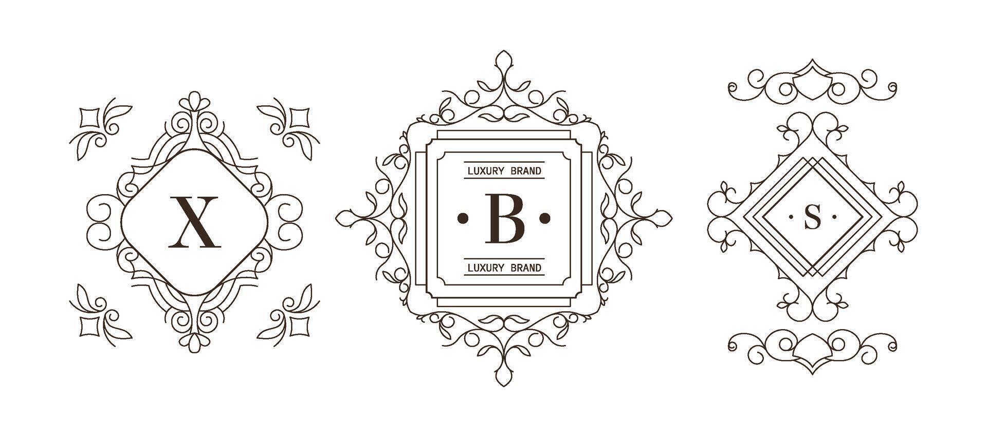 Monogrammed decorative luxury brand frames vector