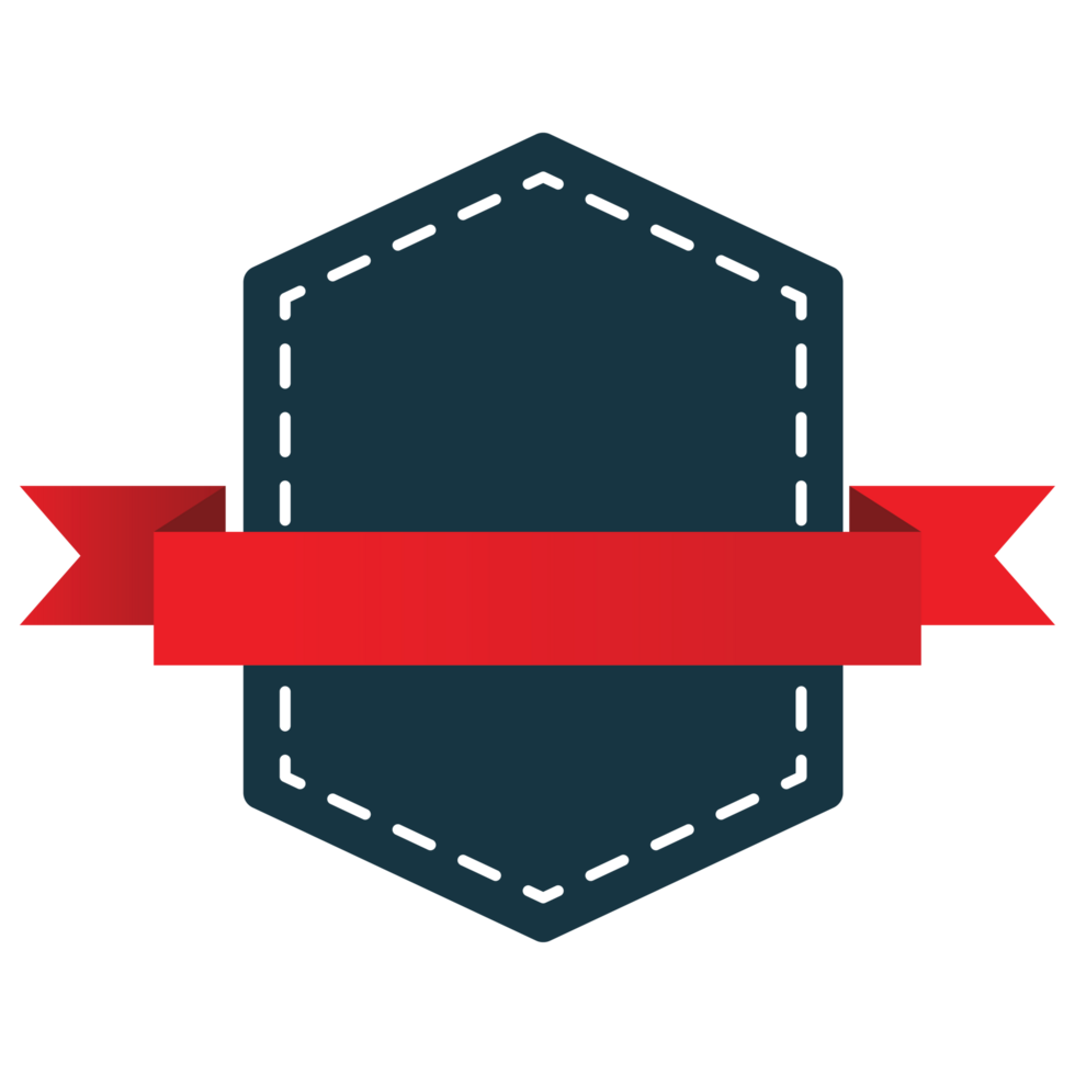 hexagonal frame with red ribbon png