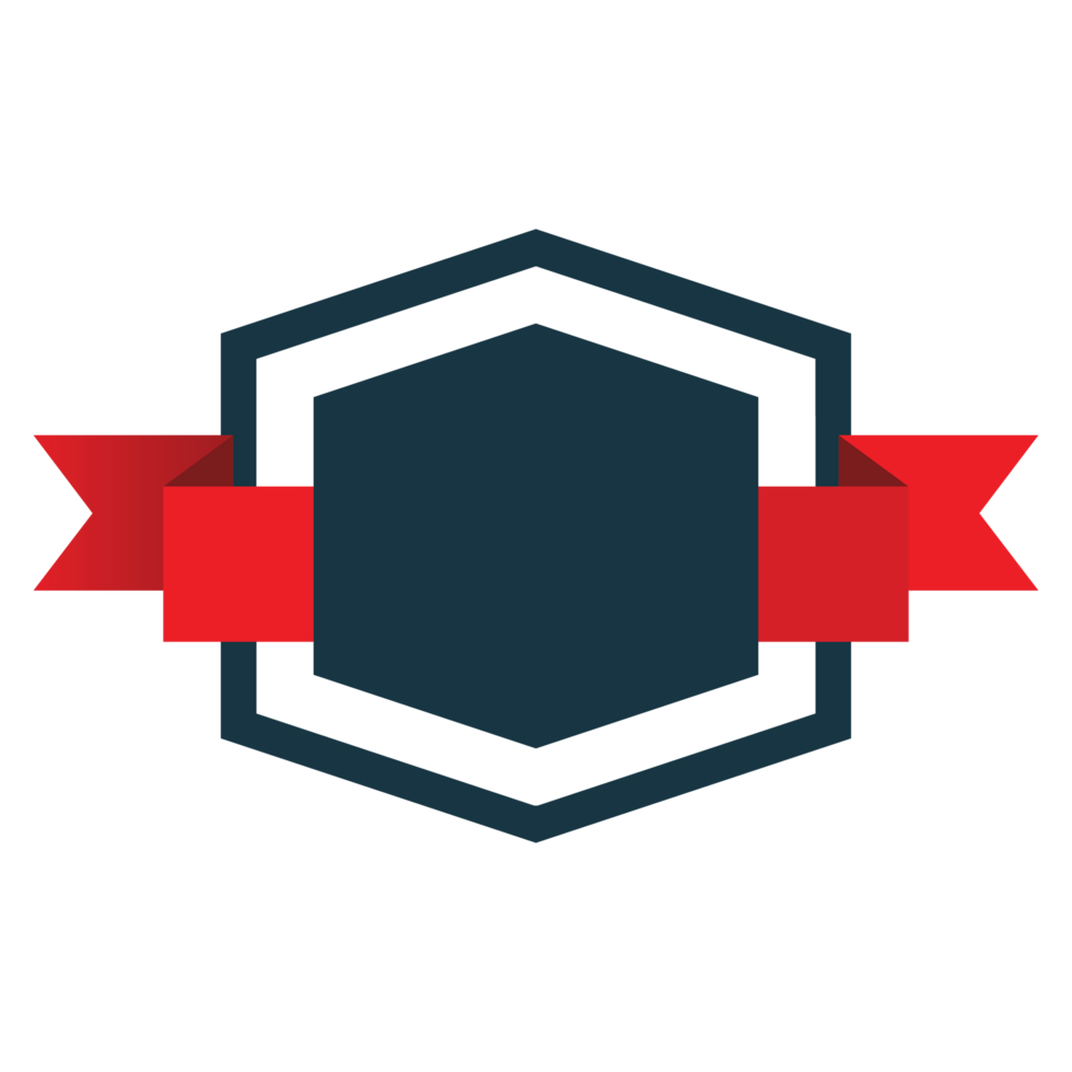 blank hexagonal logo with red ribbon png