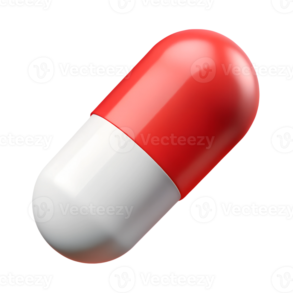 3d red and white Pill capsule. . png