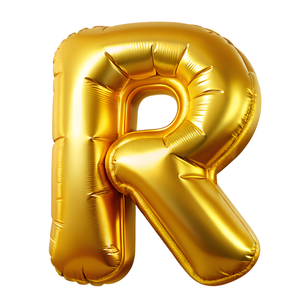 Letter r golden balloon on a transparent background. . png