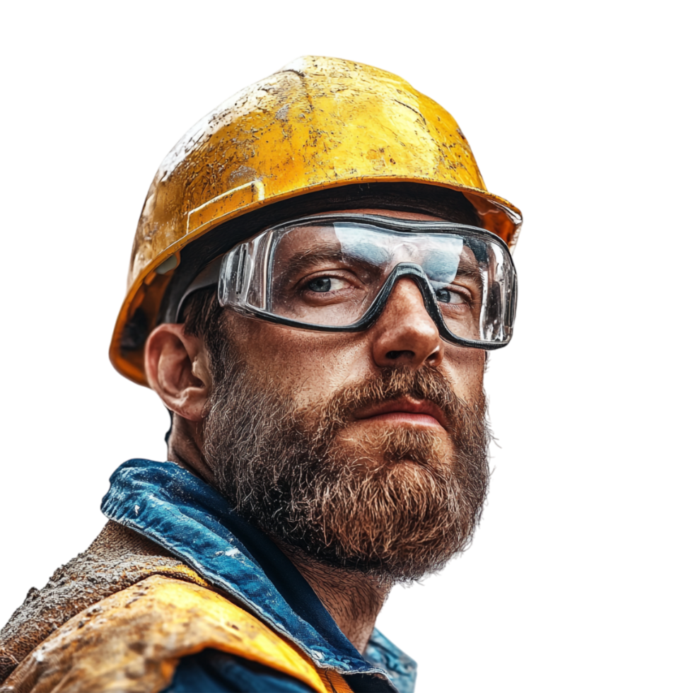 a man in a hard hat and safety glasses png
