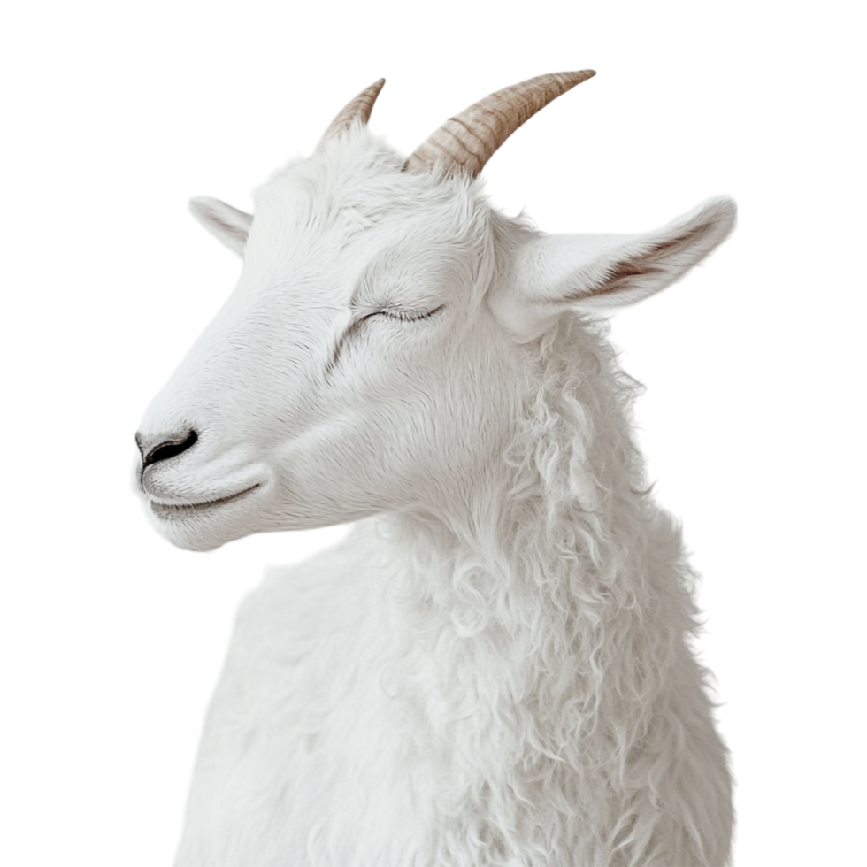 a white goat with horns on a transparent background png