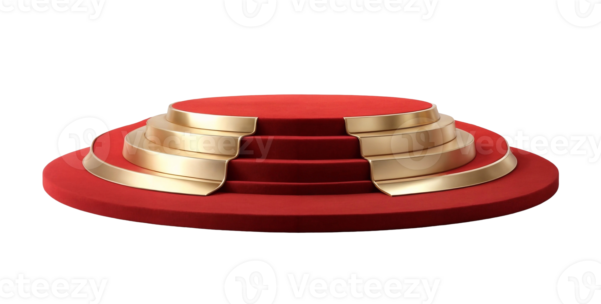 Elegant empty podium with red and gold design for product presentation png