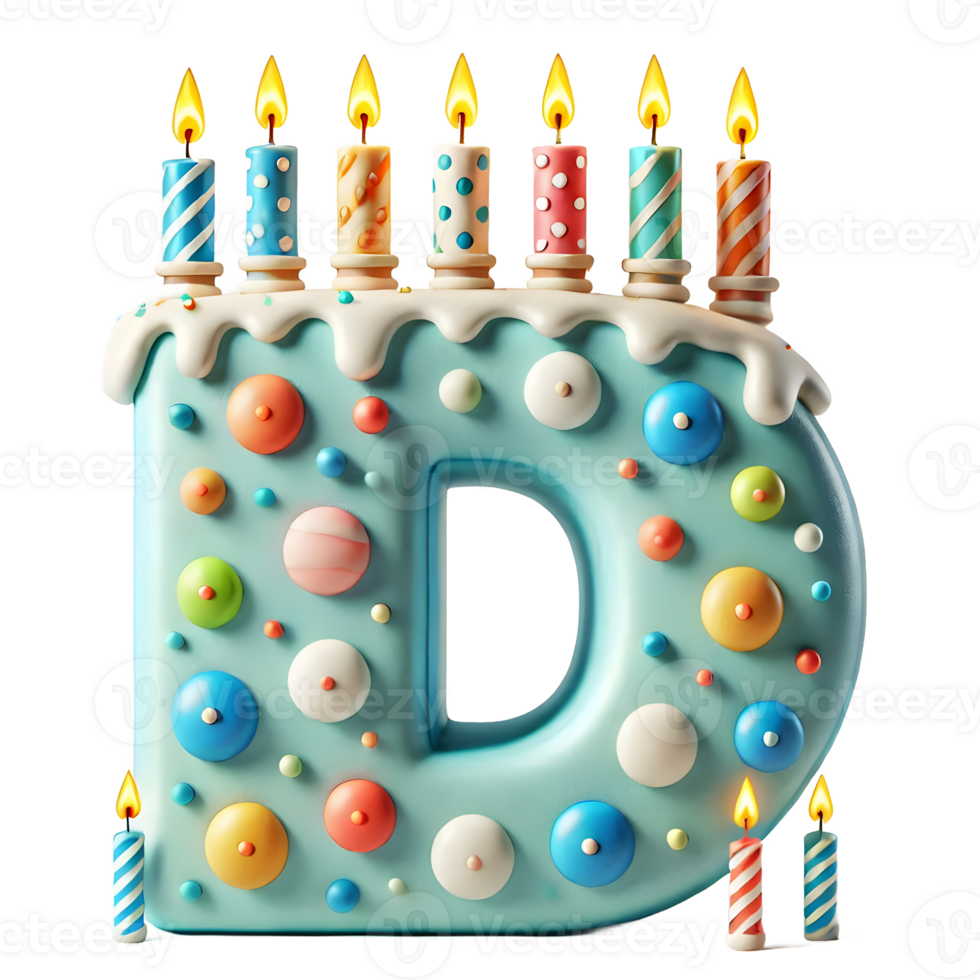 cake 3d font letter D alpha png