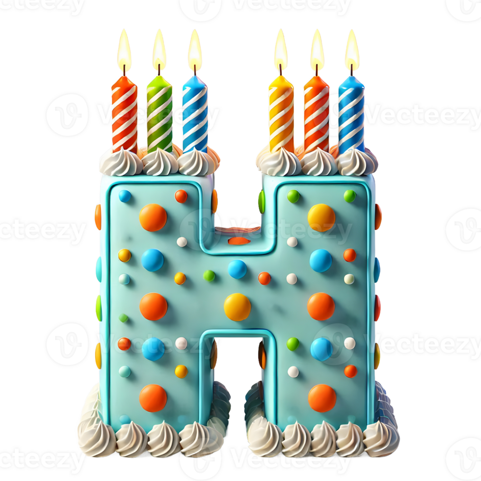 cake 3d font letter H alpha png