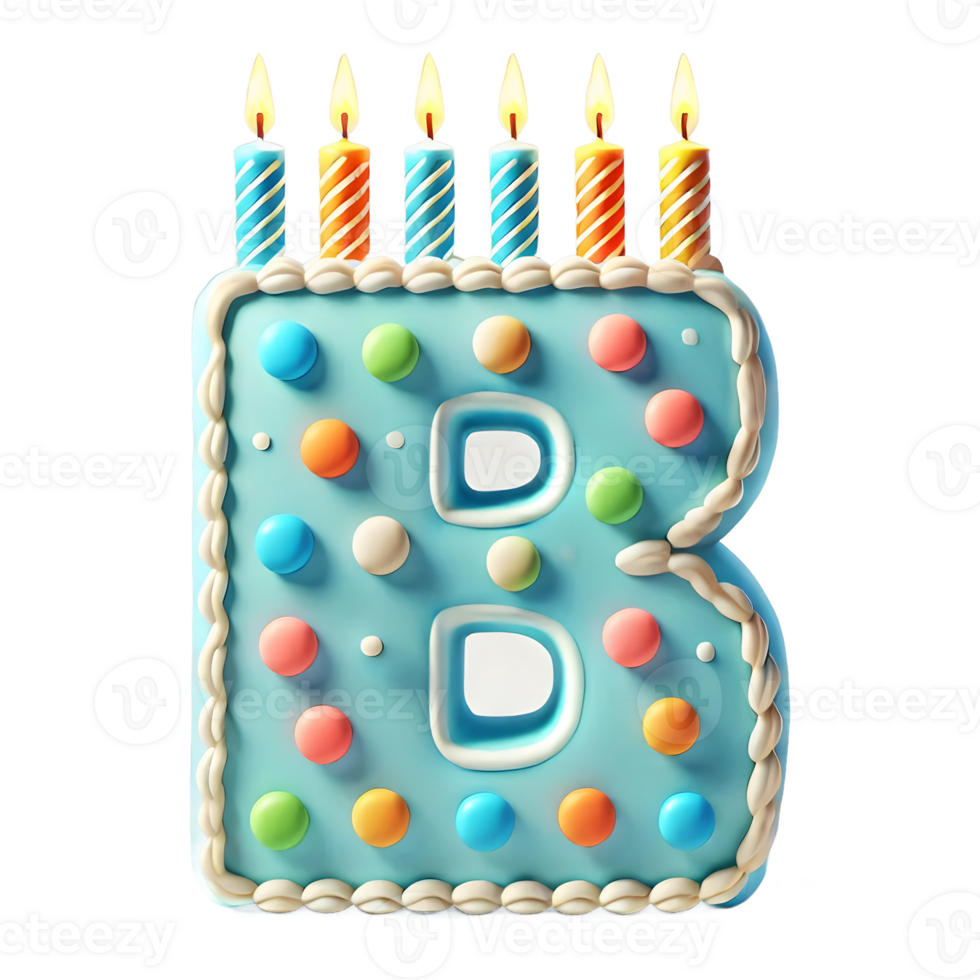 cake 3d font letter B alpha png