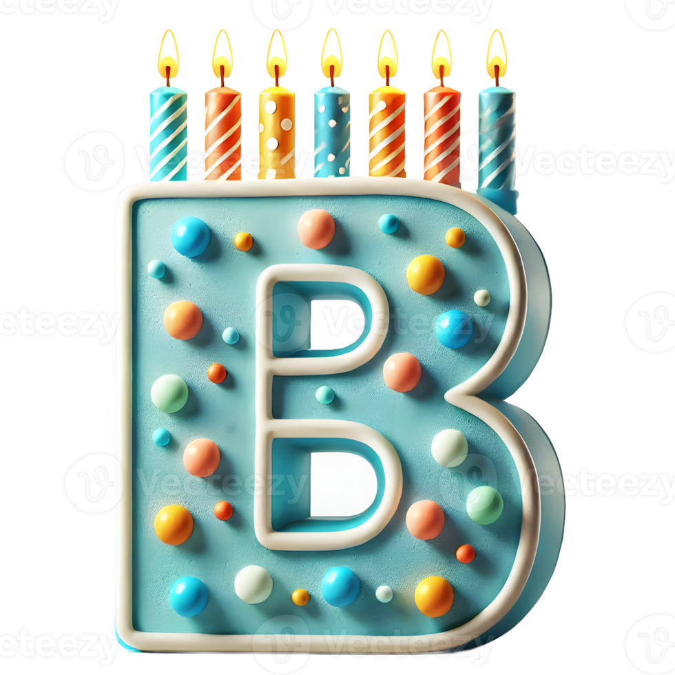 cake 3d font letter B alphabet png