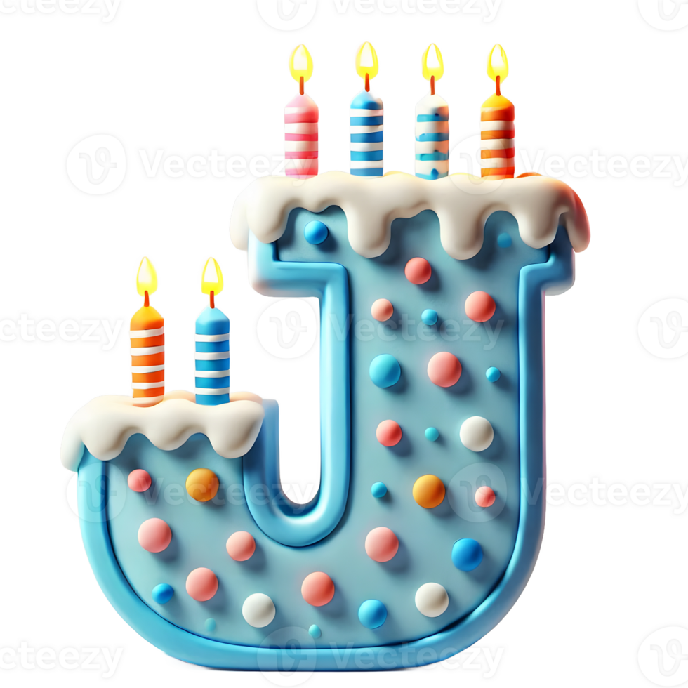 cake 3d font letter J alphabet png