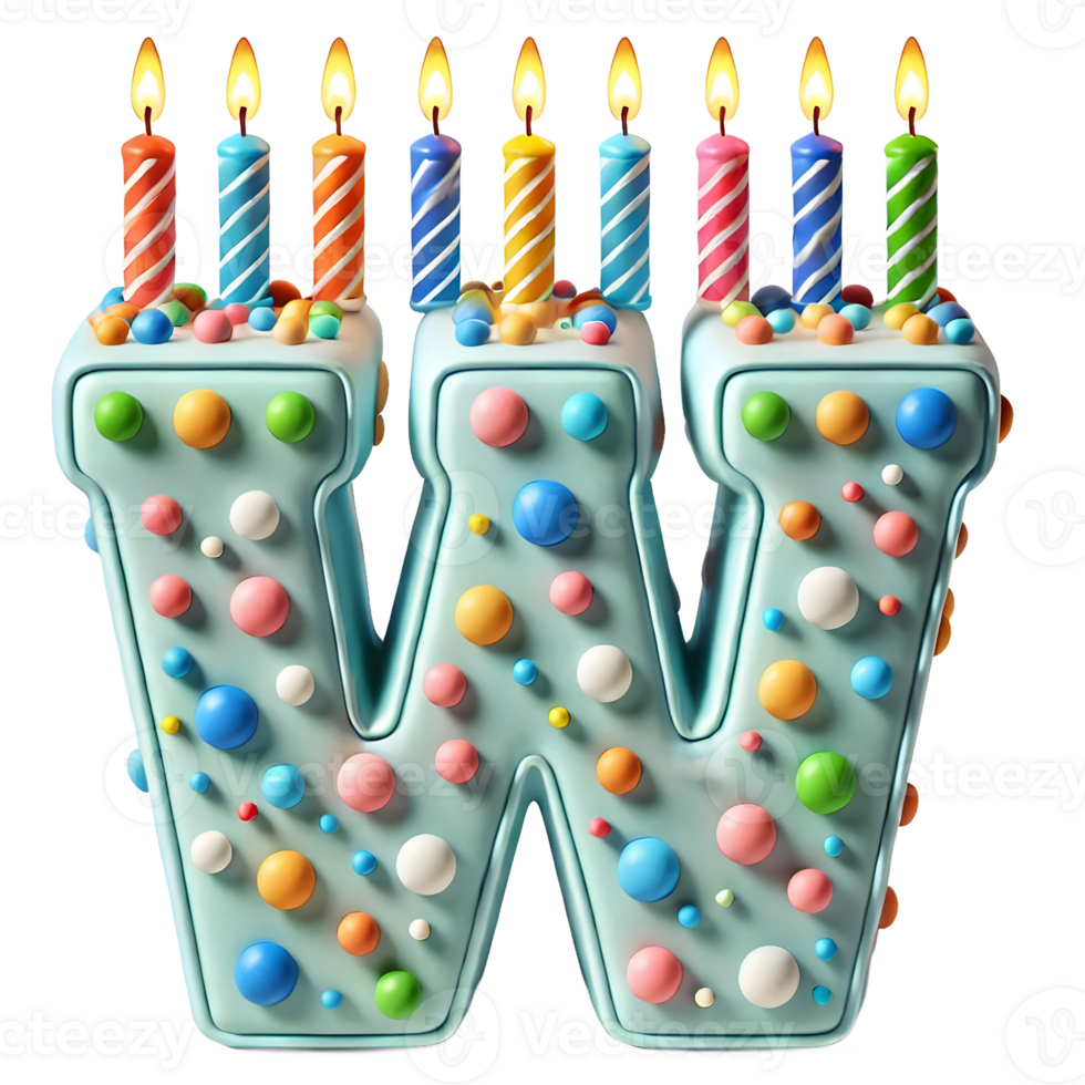 cake 3d font letter W alphabet The process of cake baking with the chef decorating the frosted cake png