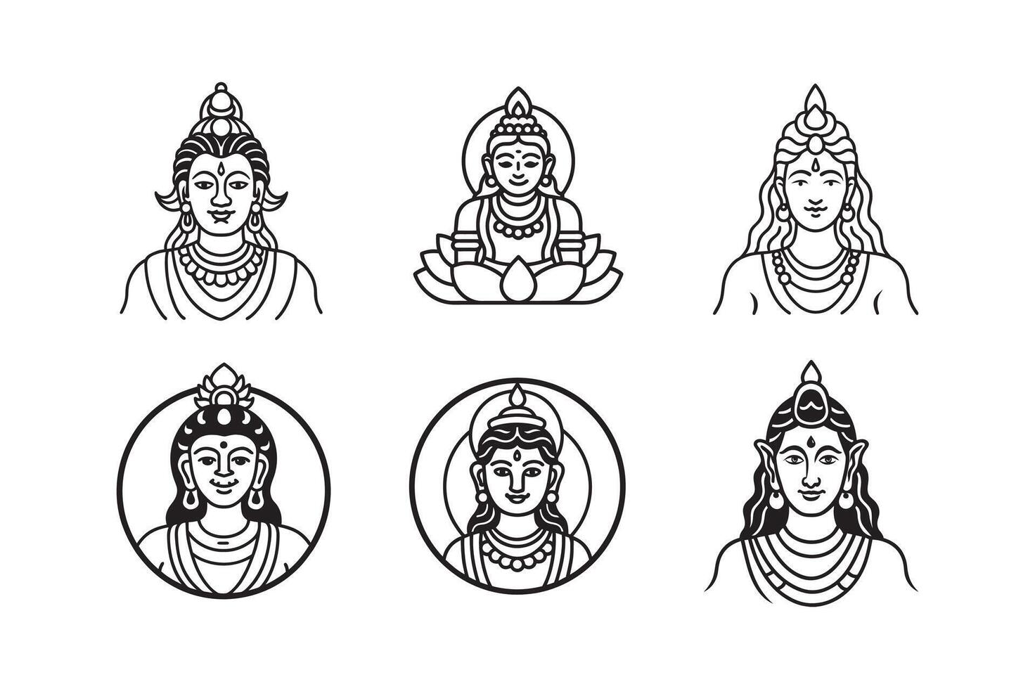The three principal deities of Hinduism including Brahma, Vishnu and Shiva vector