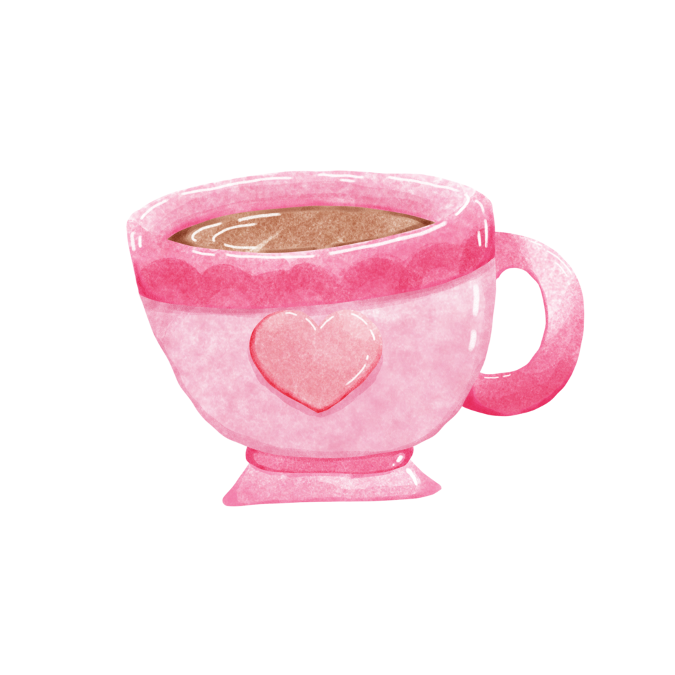 a cup of coffee with a heart on it png
