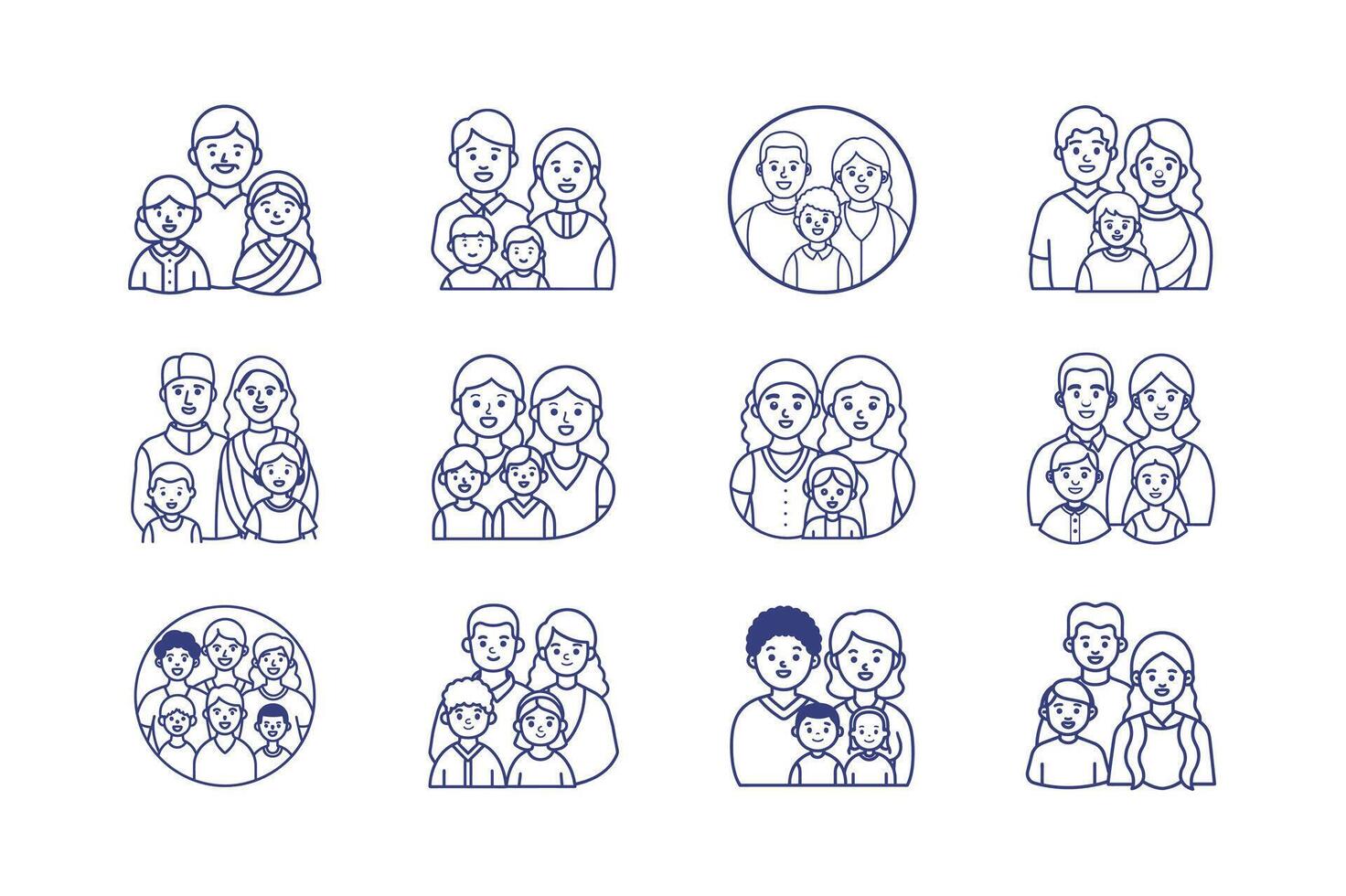 Unity in design. Family icon bundle for heartfelt connections and everyday moments vector