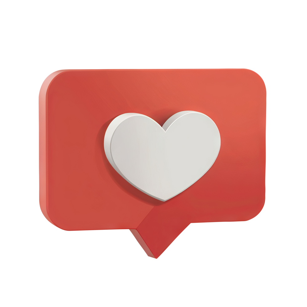 3D red Like heart bubble icons on transparent background png