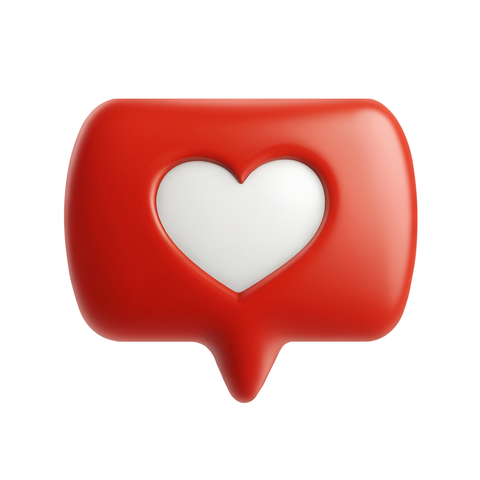 3D Like love heart bubble icons on transparent background png