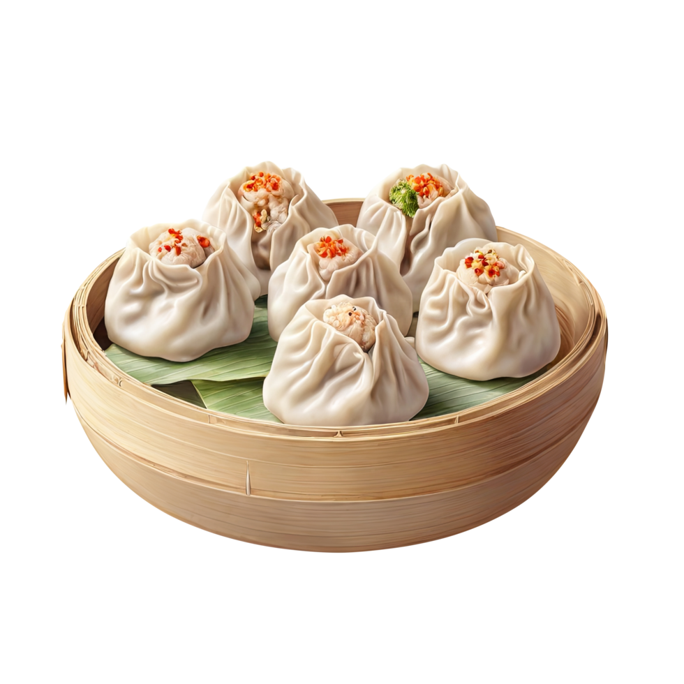 Steamed dumpling dimsum on transparent background png