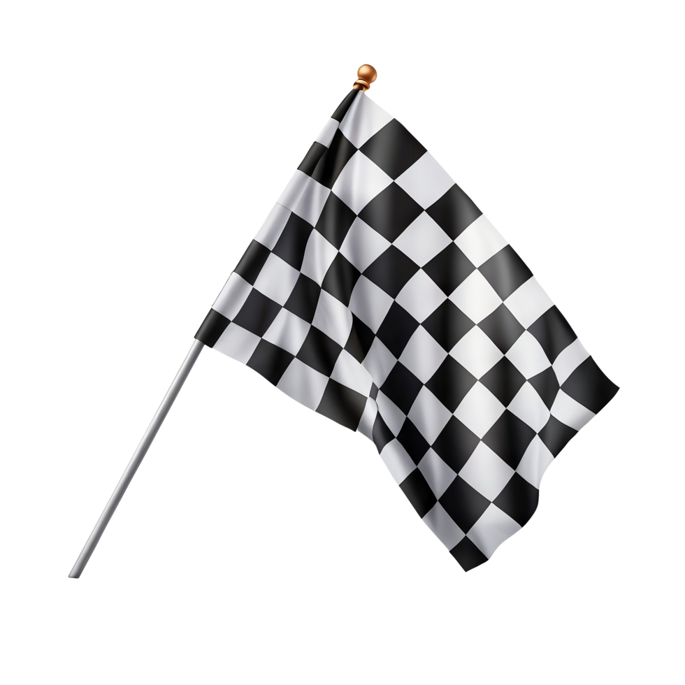Racing flag with checkered pattern on transparent background png