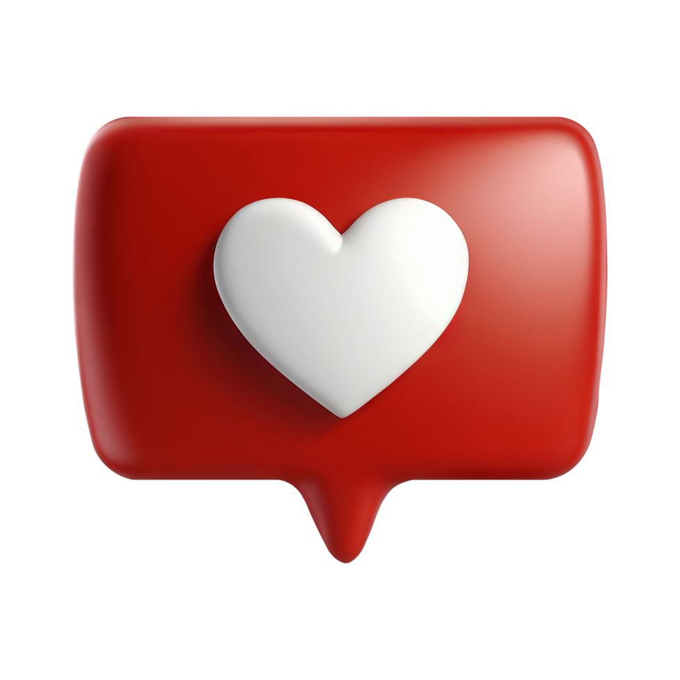 3D Like heart bubble icons on transparent background png