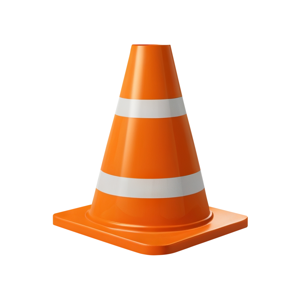 Traffic cone on transparent background png