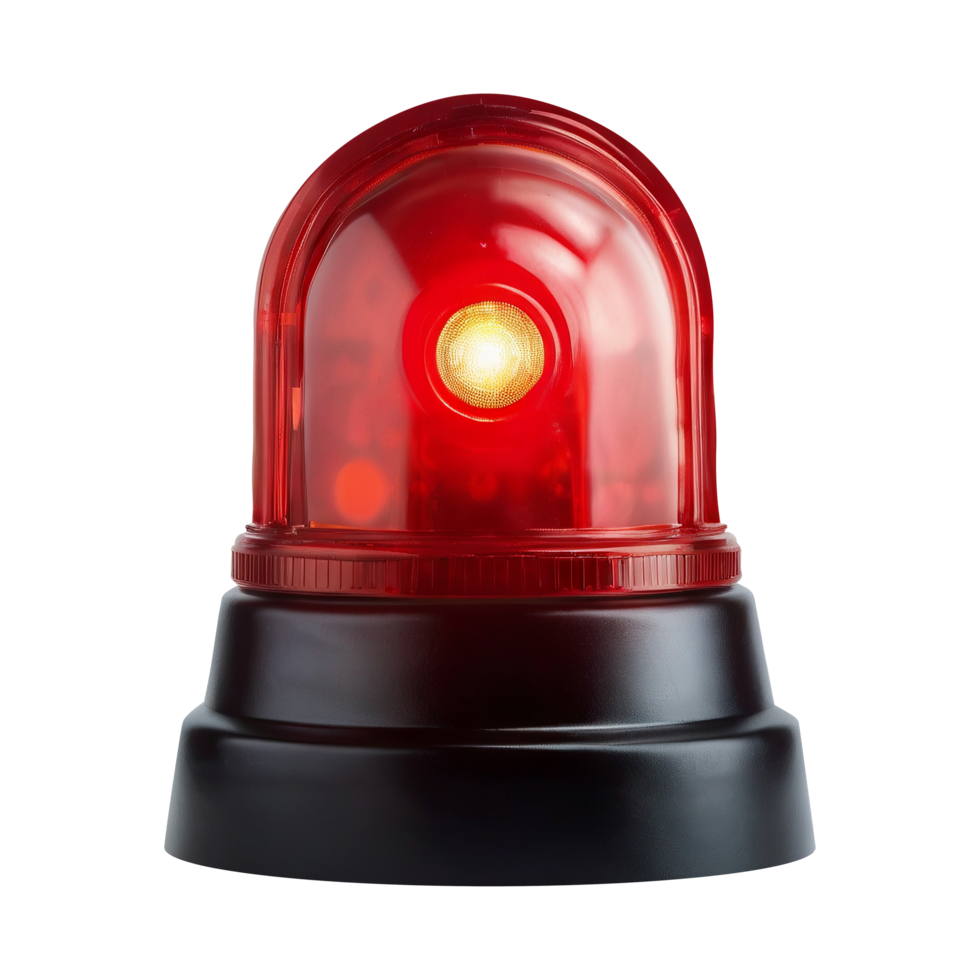 Red emergency light on transparent background png