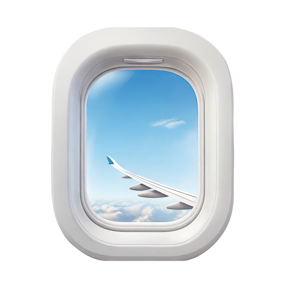 View looking airplane window on transparent background png