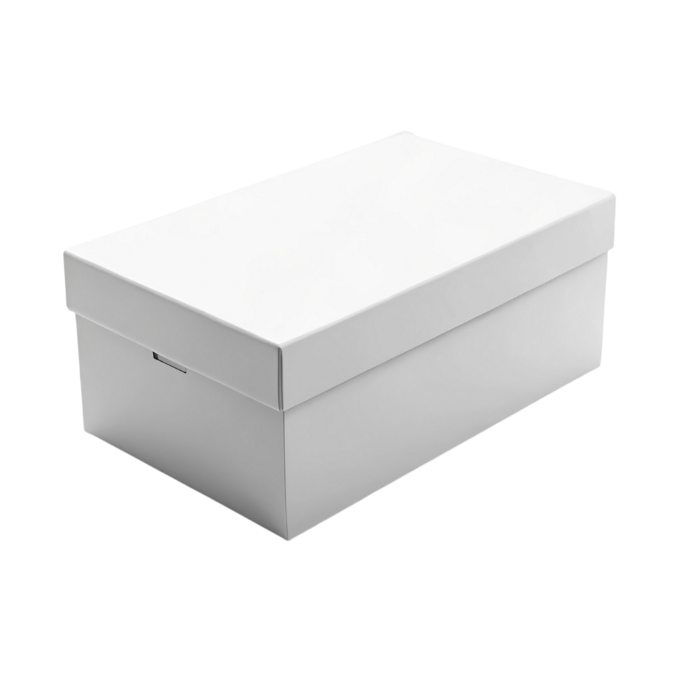 This is a high-quality, easily customizable mockup of a blank, white shoebox. png