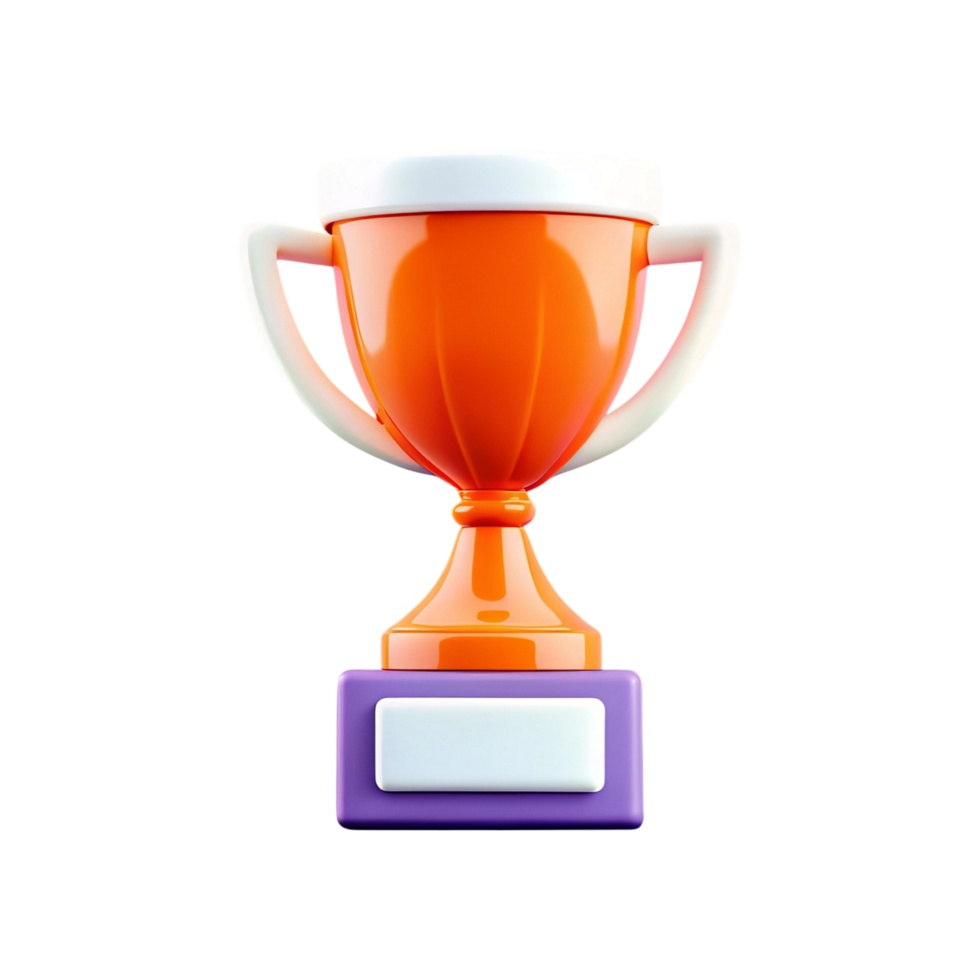 3D Rendered Orange Trophy with Purple Base png