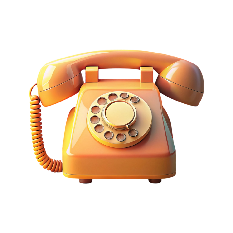 Retro Orange Rotary Phone Image for Design Projects png