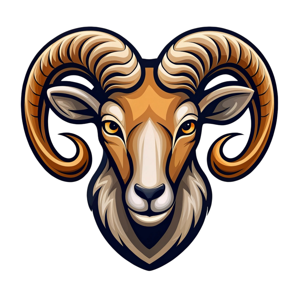 Majestic Ram Head Illustration for Design Projects png