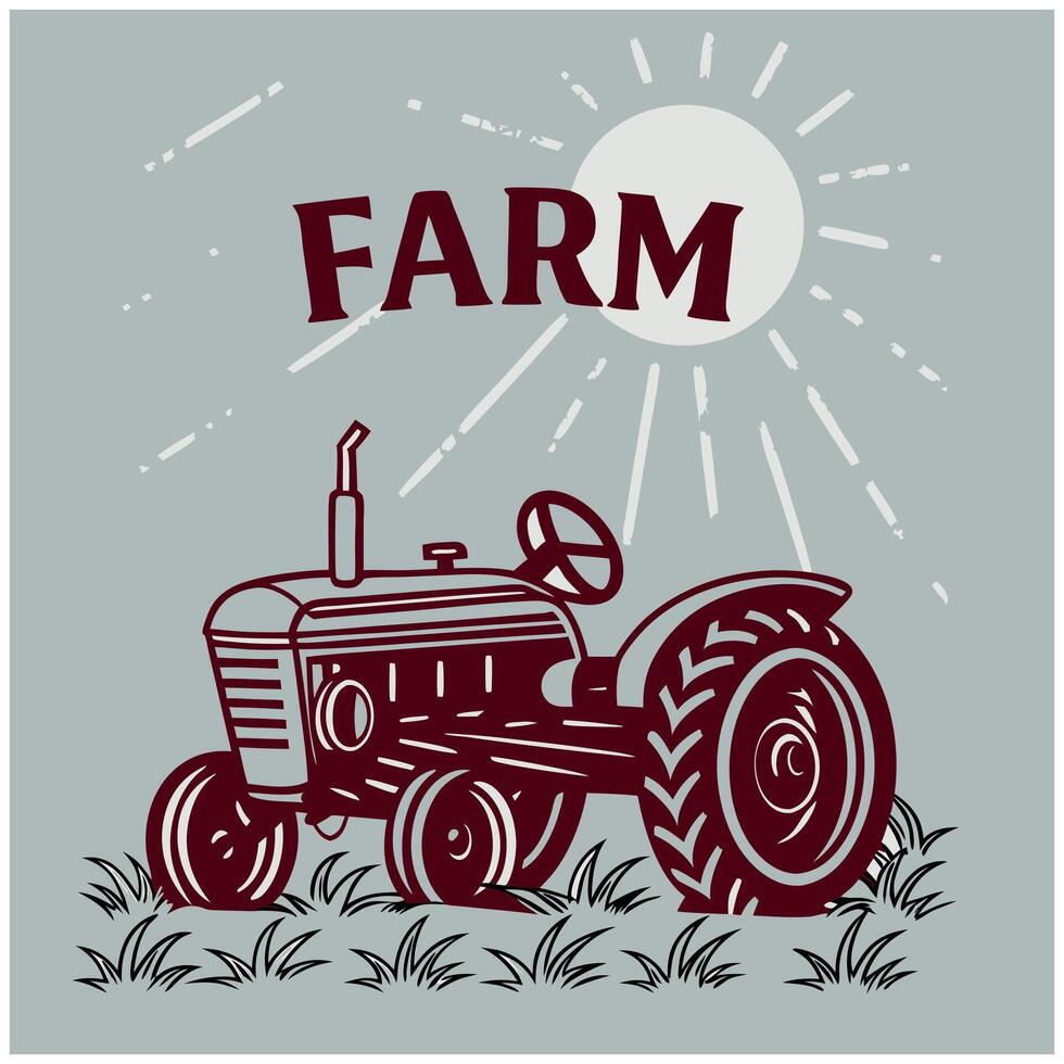 Vintage Farm Tractor - Retro Farm Life T-Shirt Design vector