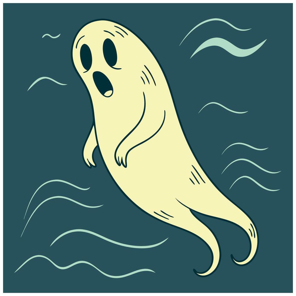 Friendly Ghost Graphic Tee - Halloween Apparition T-Shirt vector